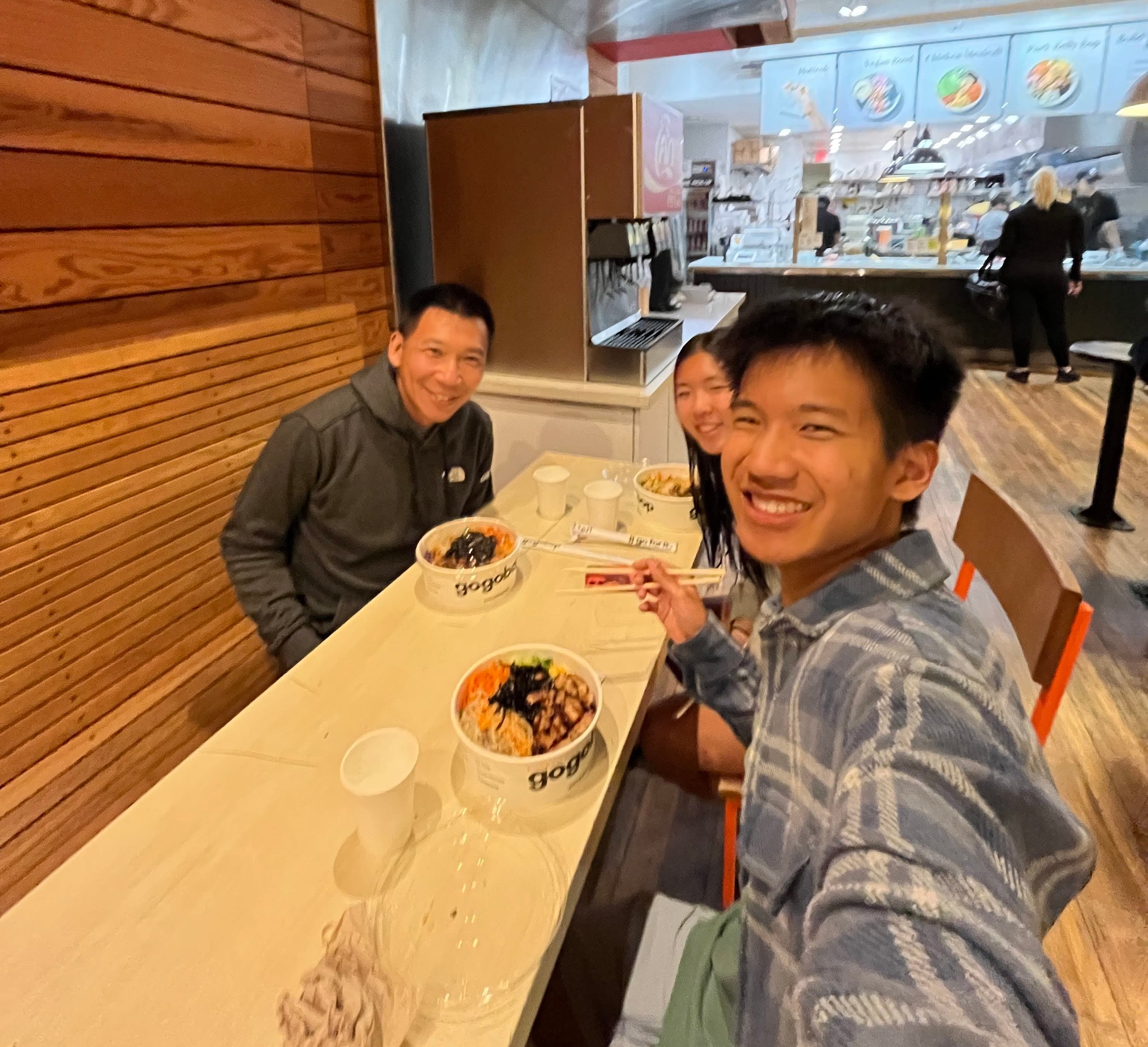 Founder enjoying a meal safely with food allergy precautions in place